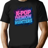 K-Pop Demon Hunters Neon Power Glow T-Shirt for Men & Women, T-Shirts Graphic Tee - Black