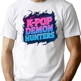 K-Pop Demon Hunters Neon Power Glow T-Shirt for Men & Women, T-Shirts Graphic Tee - White