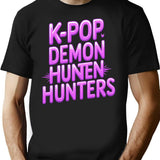 K-Pop Demon Hunters Neon Style Youth Typography Design T-Shirt for Men & Women, T-Shirts Graphic Tee - Black