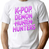 K-Pop Demon Hunters Neon Style Youth Typography Design T-Shirt for Men & Women, T-Shirts Graphic Tee - White