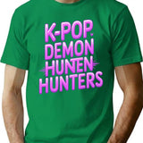 K-Pop Demon Hunters Neon Style Youth Typography Design T-Shirt for Men & Women, T-Shirts Graphic Tee - Green