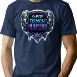 K-Pop Demon Hunters Premium Chrome Anime Sticker For Alt Legends T-Shirt for Men & Women, T-Shirts Graphic Tee - Navy