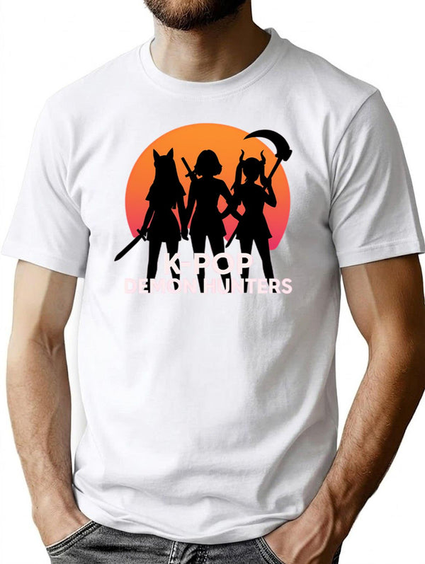 K-Pop Demon Hunters Shadows Of The Stage Blades Of The Night The Huntress Trio T-Shirt for Men & Women, T-Shirts Graphic Tee - White