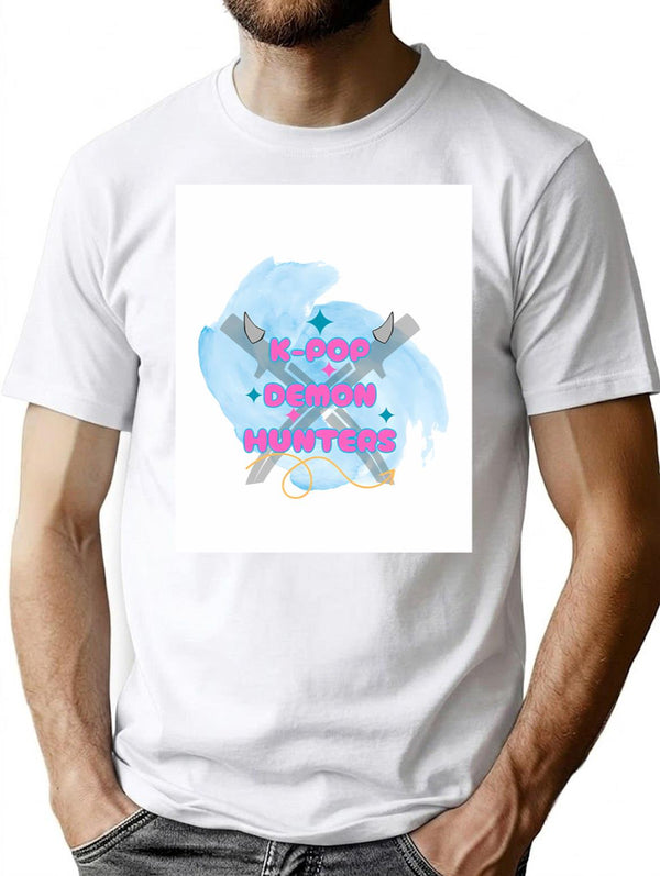 K-Pop Demon Hunters Sticker Art T-Shirt for Men & Women, T-Shirts Graphic Tee - White