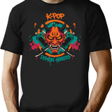 K-Pop Demon Hunters Street Style Demon Crew T-Shirt for Men & Women, T-Shirts Graphic Tee - Black