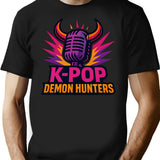 K-Pop Demon Hunters Winged Microphone Demon Logo Design T-Shirt for Men & Women, T-Shirts Graphic Tee - Black