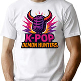 K-Pop Demon Hunters Winged Microphone Demon Logo Design T-Shirt for Men & Women, T-Shirts Graphic Tee - White