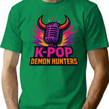 K-Pop Demon Hunters Winged Microphone Demon Logo Design T-Shirt for Men & Women, T-Shirts Graphic Tee - Green