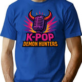 K-Pop Demon Hunters Winged Microphone Demon Logo Design T-Shirt for Men & Women, T-Shirts Graphic Tee - Blue