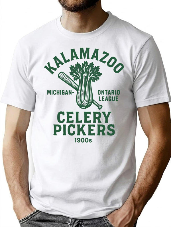 Kalamazoo Celery Pickers Vintage Baseball Logo Michiganontario League 1900s T-Shirt - White