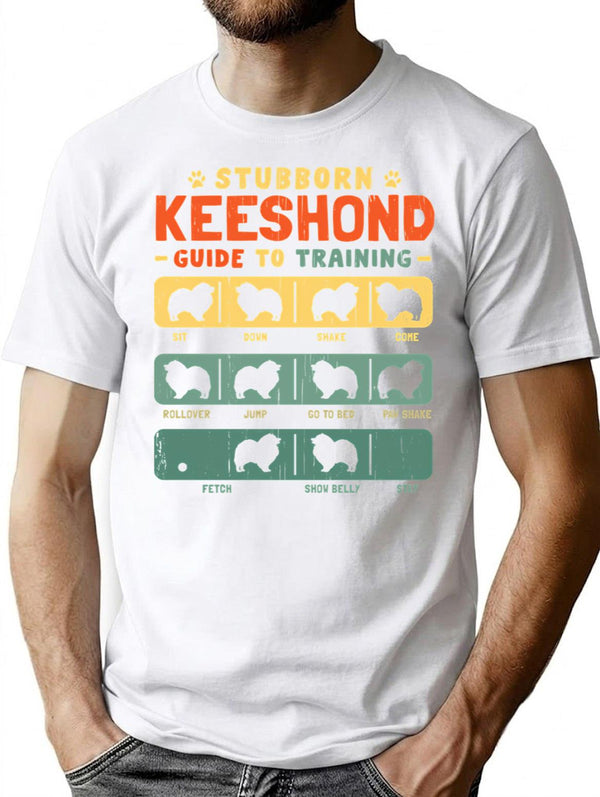 Keeshond Funny Guide To Traning T-Shirt - Sarcastic Humor Graphic Tee - White