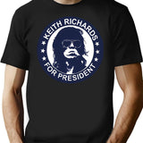 Kei.th Richar.ds For President Music Band - Classic Hackney Diamonds Tour T-Shirt - Black