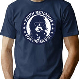 Kei.th Richar.ds For President Music Band - Classic Hackney Diamonds Tour T-Shirt - Navy