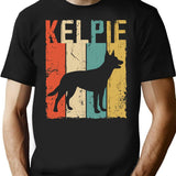 Kelpie Dog Vintage Retro Style T-Shirt - Retro Graphic Casual Tee - Black