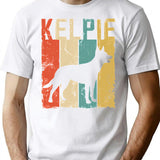 Kelpie Dog Vintage Retro Style T-Shirt - Retro Graphic Casual Tee - White