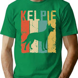Kelpie Dog Vintage Retro Style T-Shirt - Retro Graphic Casual Tee - Green
