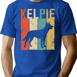 Kelpie Dog Vintage Retro Style T-Shirt - Retro Graphic Casual Tee - Blue