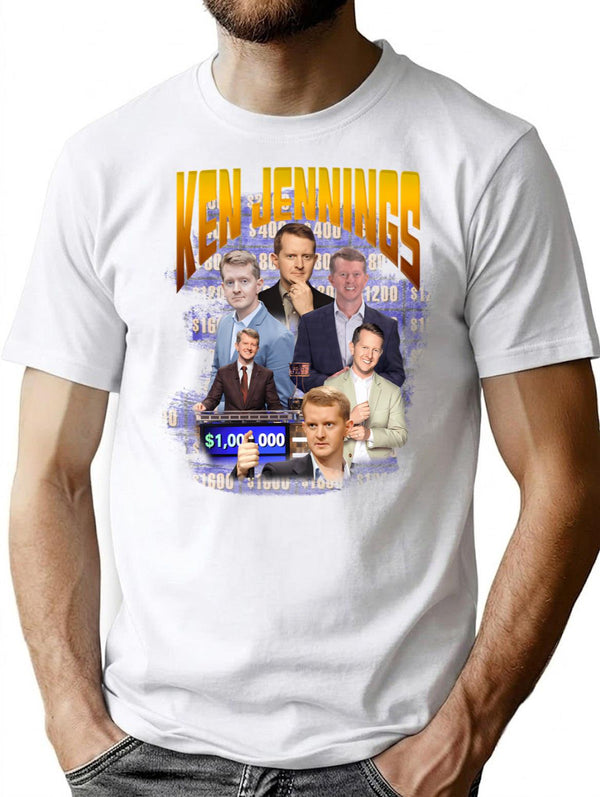 Ken Jennings T-Shirt - Retro Graphic Tee for Men & Women - White