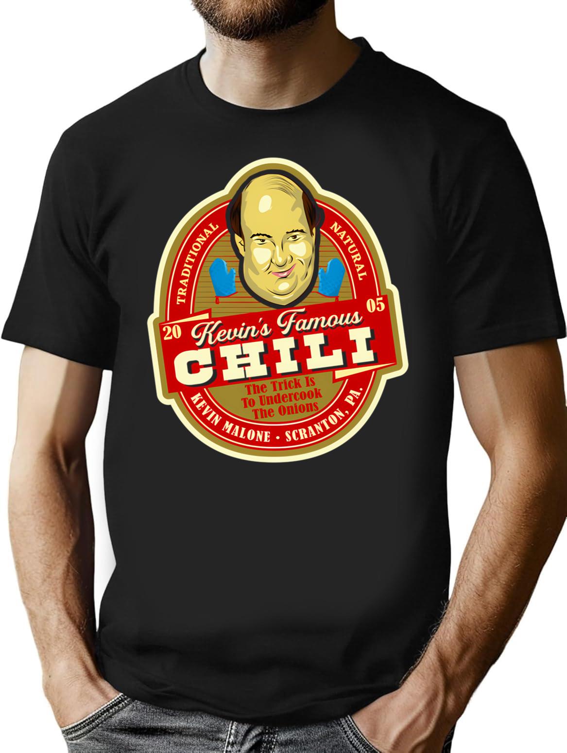 Kevin Malone Chili Label T-Shirt for Men & Women, T-Shirts Graphic Tee - Black