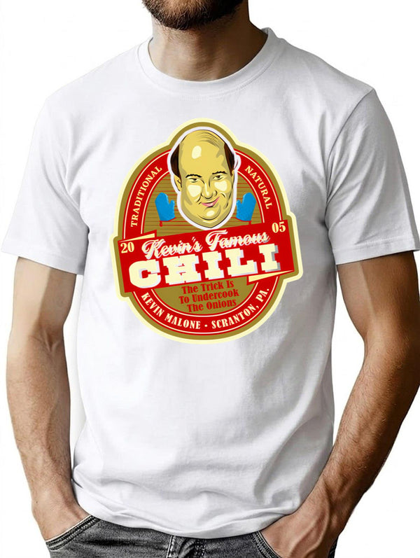 Kevin Malone Chili Label T-Shirt for Men & Women, T-Shirts Graphic Tee - White