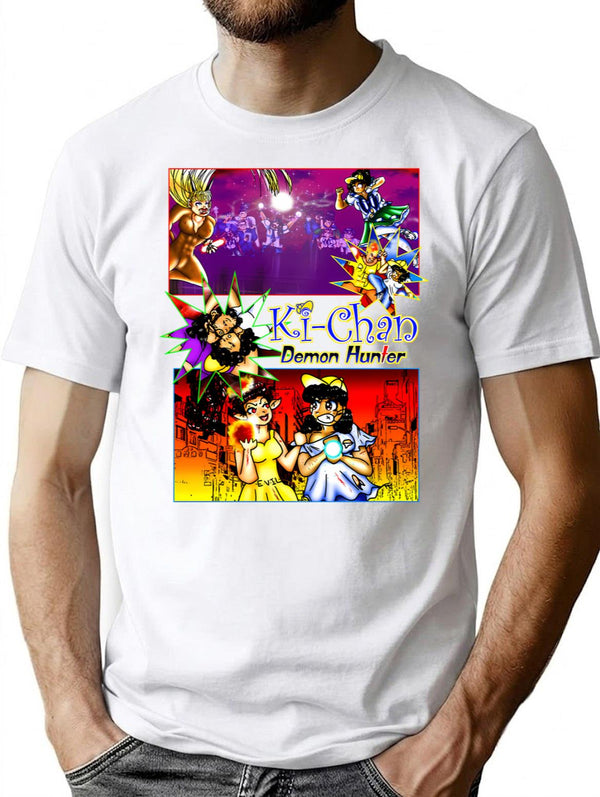 Ki-Chan Demon Hunter Comic Pop T-Shirt for Men & Women, T-Shirts Graphic Tee - White