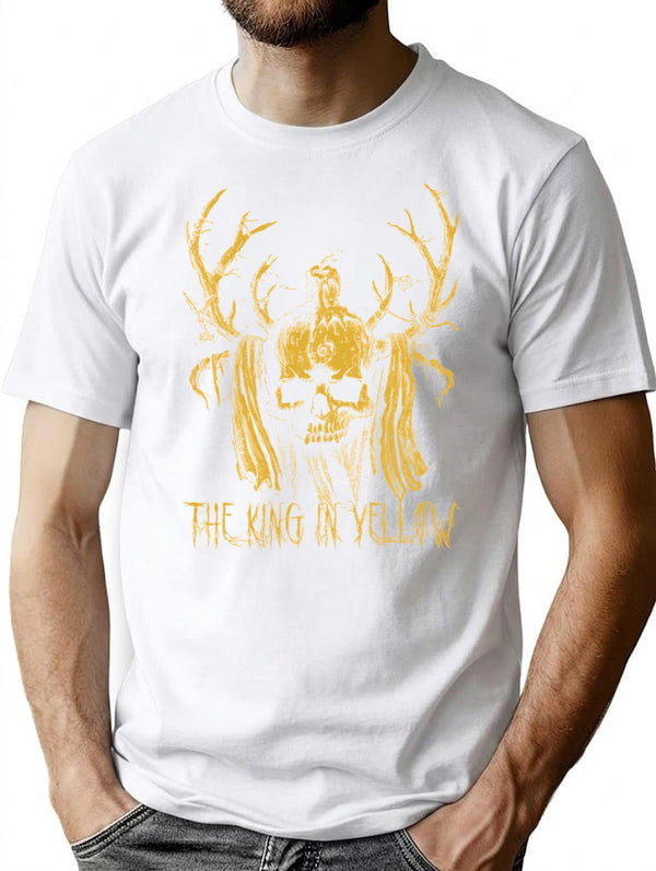 King In Yellow Horned Skull T-Shirt for Men & Women, T-Shirts Graphic Tee - White