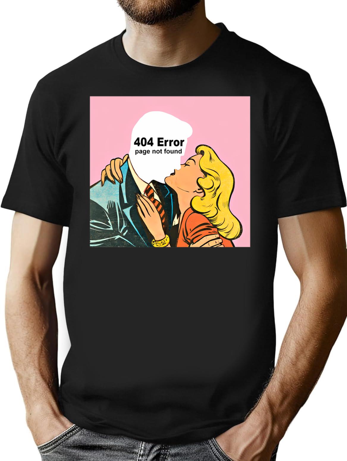 Kiss 404 Error Page Not Found T-Shirt for Men & Women, T-Shirts Graphic Tee - Black