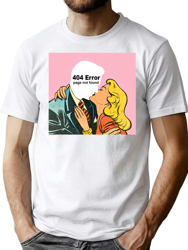 Kiss 404 Error Page Not Found T-Shirt for Men & Women, T-Shirts Graphic Tee - White