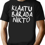 Klaatu Barada Nikto - Evil Dead (White) T-Shirt for Men & Women, T-Shirts Graphic Tee - Black
