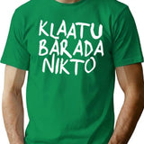 Klaatu Barada Nikto - Evil Dead (White) T-Shirt for Men & Women, T-Shirts Graphic Tee - Green