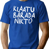 Klaatu Barada Nikto - Evil Dead (White) T-Shirt for Men & Women, T-Shirts Graphic Tee - Blue