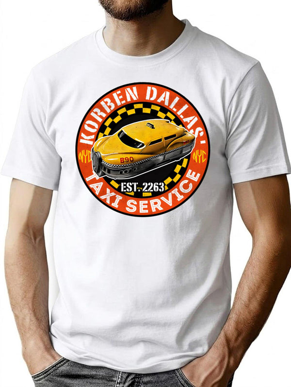 Korben Dallas Taxi Service T-Shirt for Men & Women, T-Shirts Graphic Tee - White