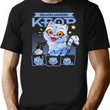 Kpop Cat Funny Cat Retro Style T-Shirt for Men & Women, T-Shirts Graphic Tee - Black