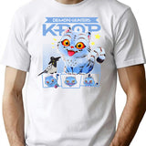 Kpop Cat Funny Cat Retro Style T-Shirt for Men & Women, T-Shirts Graphic Tee - White