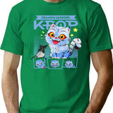 Kpop Cat Funny Cat Retro Style T-Shirt for Men & Women, T-Shirts Graphic Tee - Green