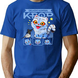 Kpop Cat Funny Cat Retro Style T-Shirt for Men & Women, T-Shirts Graphic Tee - Blue
