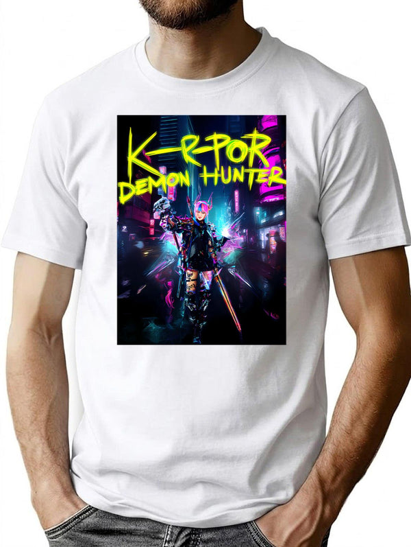 Kpop Demon Hunters Classic T-Shirt for Men & Women, T-Shirts Graphic Tee - White
