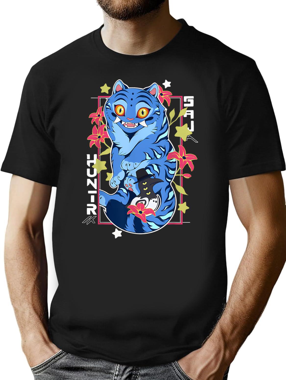 Kpop Demon Hunters Cute T-Shirt for Men & Women, T-Shirts Graphic Tee - Black