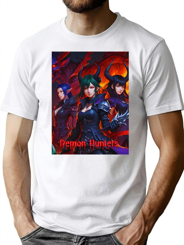 Kpop Demon Hunters Girls And Monster T-Shirt for Men & Women, T-Shirts Graphic Tee - White