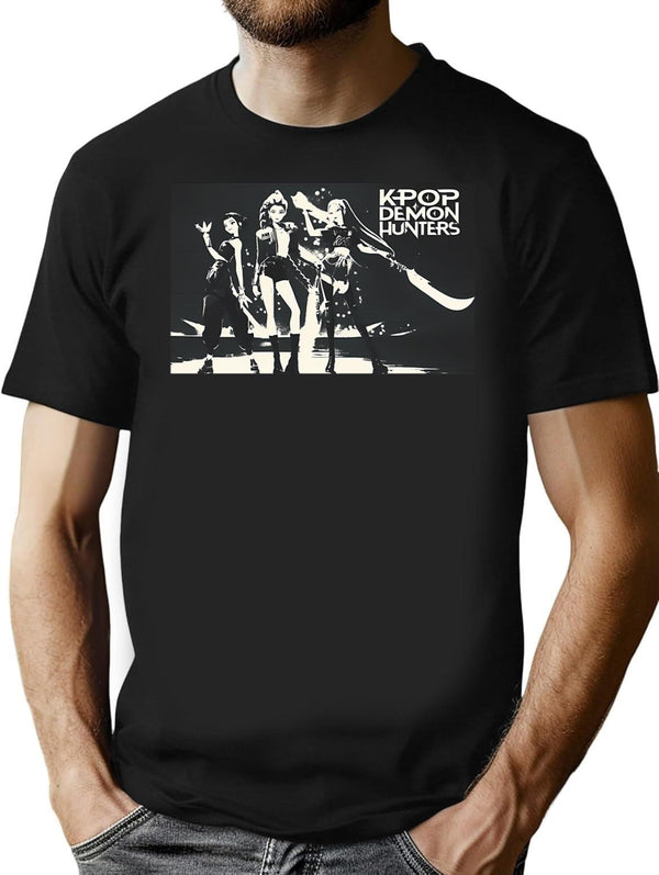 Kpop Demon Hunters Huntrix Black Poster T-Shirt for Men & Women, T-Shirts Graphic Tee - Black