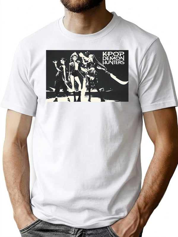 Kpop Demon Hunters Huntrix Black Poster T-Shirt for Men & Women, T-Shirts Graphic Tee - White