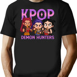 Kpop Demon Hunters Inspired Chibi T-Shirt for Men & Women, T-Shirts Graphic Tee - Black