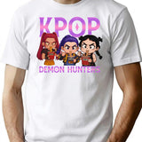 Kpop Demon Hunters Inspired Chibi T-Shirt for Men & Women, T-Shirts Graphic Tee - White