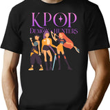 Kpop Demon Hunters Inspired Minimalist Style T-Shirt for Men & Women, T-Shirts Graphic Tee - Black