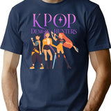 Kpop Demon Hunters Inspired Minimalist Style T-Shirt for Men & Women, T-Shirts Graphic Tee - Navy