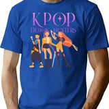 Kpop Demon Hunters Inspired Minimalist Style T-Shirt for Men & Women, T-Shirts Graphic Tee - Blue