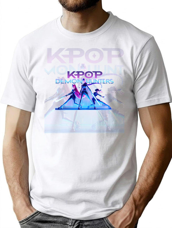 Kpop Demon Hunters Sticker T-Shirt for Men & Women, T-Shirts Graphic Tee - White