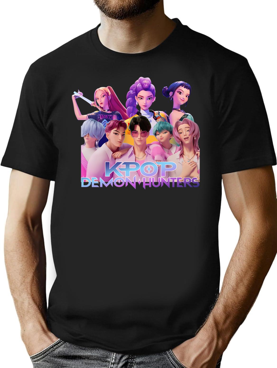 Kpop Demon Hunters (7) T-Shirt for Men & Women, T-Shirts Graphic Tee - Black