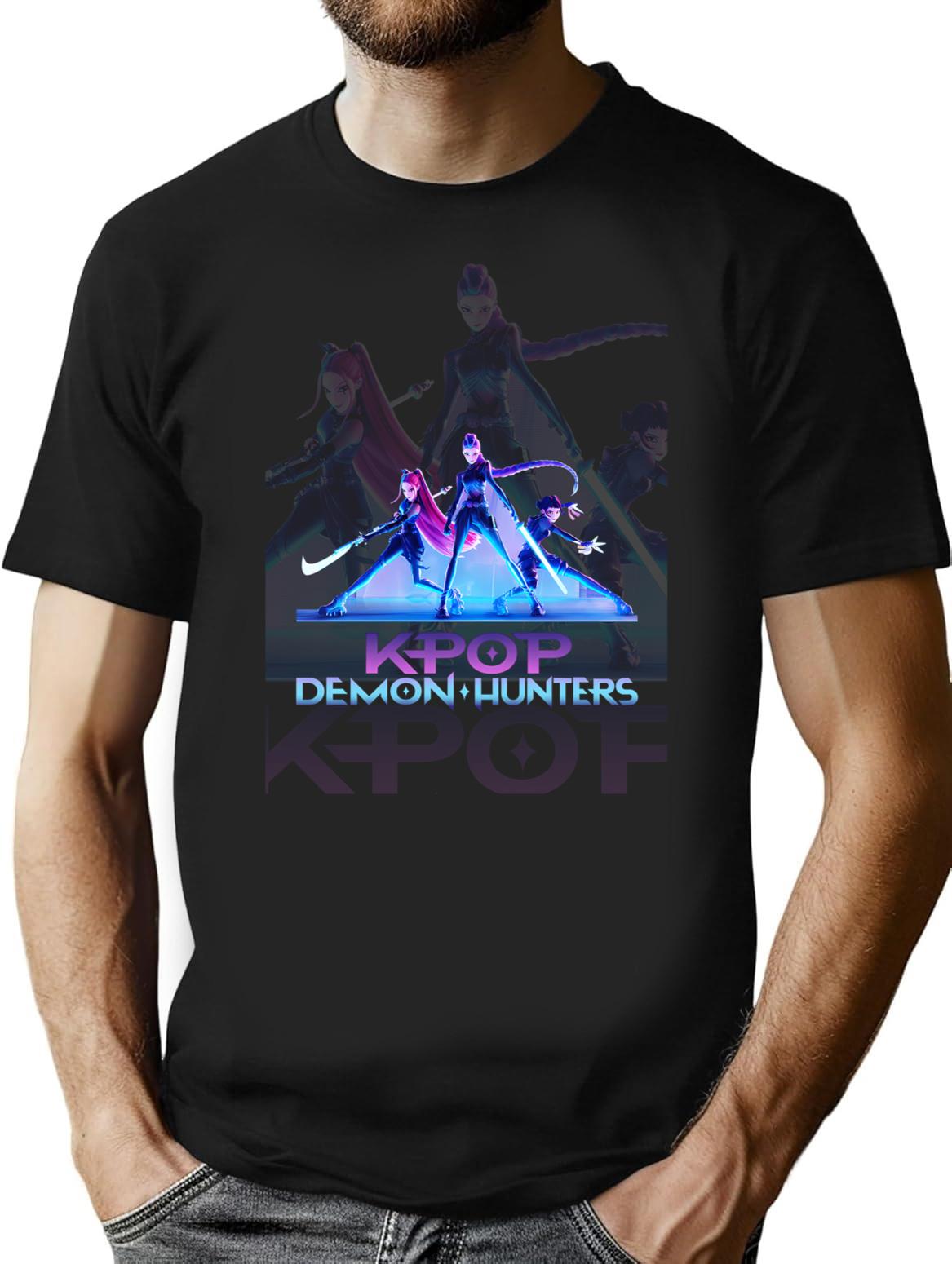 Kpop Demon Hunters T-Shirt for Men & Women, T-Shirts Graphic Tee - Black