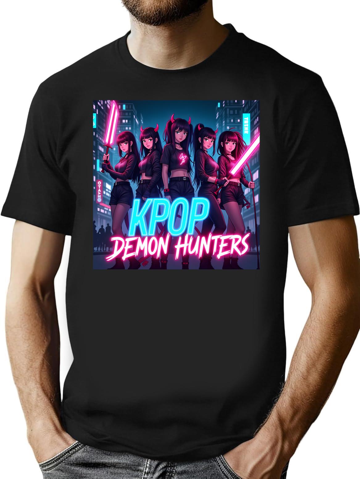 Kpop Demon Huntersk-Pop Demon Hunters Supernatural Idol Warriors Art Print - Unique K-Pop (2) T-Shirt for Men & Women, T-Shirts Graphic Tee - Black